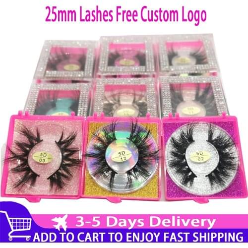 25mm Mink Lash Vendor 30/40/50/100/200 Pairs Eyelash Bulk Mink Lashes Wholesale Vendor Mink Eyelashes Bulk Free Custom Logo
