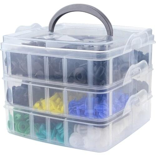 500PCS Three-layer Boxed Hybrid Car Door Trim Bumper Rivet Engine Hood Mudguard Fastener Expansion Buckle