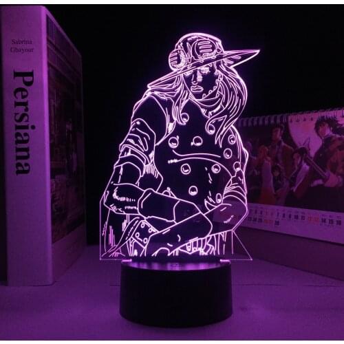Anime JoJo Bizarre Adventure Gyro Zeppeli 3D LED Light for Bedroom Decor Light Birthday Gift for Manga Lamp