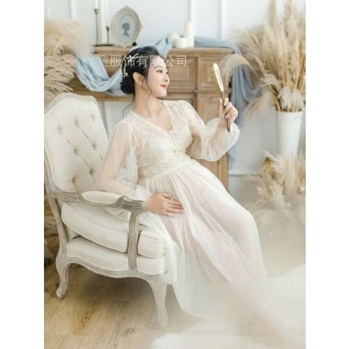 2021 White Maternity Dress For Photo Shoot Pregnancy Long Tulle Dress For Photography Baby Shower Dresses Maternity Photography