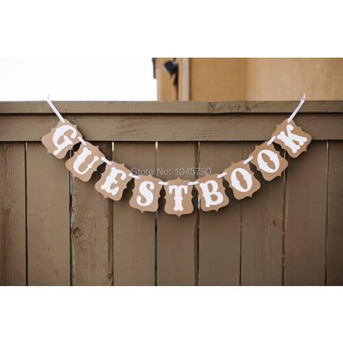 Free Shipping 1 X Handmade GUESTBOOK Banner Wedding Photo Props Party Photography Garland Decoration