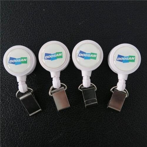 Free shipping 1000pcs/lot customized logo badge reel; promotional retractable plastic badge holder; belt clip BR29