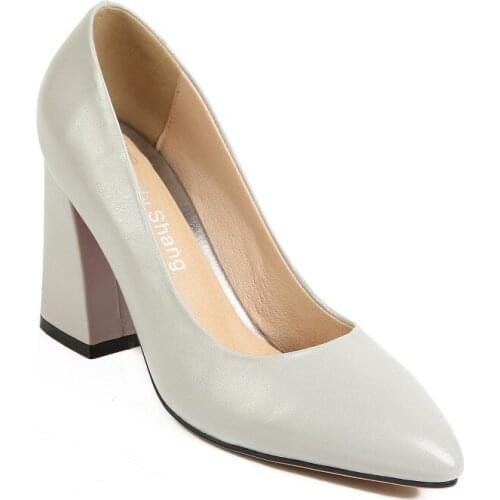 Big Size 11 12 13 14 15 16 ladies high heels women shoes woman pumps Shoes with pointed square heels and shallow slippers