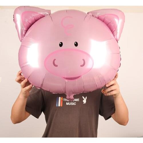 Large Cute Animal Foil Balloons Jungle Forest Safari Pig Lion Monkey Giraffe Zebra Cow Birthday Decorations Baby Shower Globos