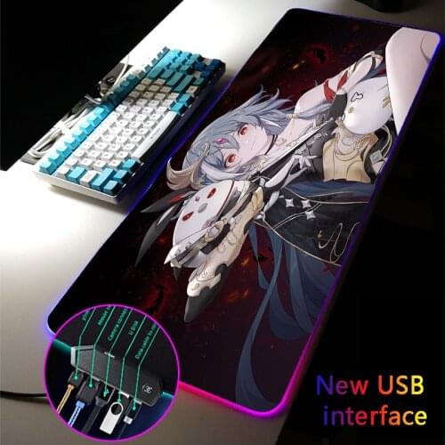 MRGLZY Honkai Impact Anime Girl XXL Large RGB Mouse Pad Four USB Ports Drop Shipping MousePad USB HUB Gamer Accessories Desk Mat
