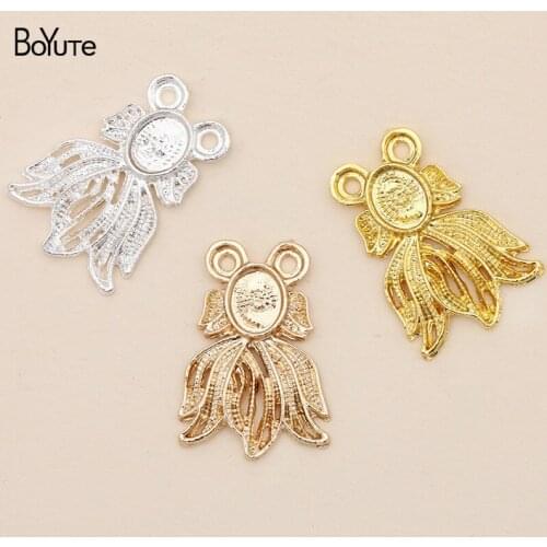 BoYuTe Wholesale 20Pcs Metal Alloy 20*29MM Fish Fit 7*8.5MM Stone Jewelry Materials Diy Hand Made Accessories Parts