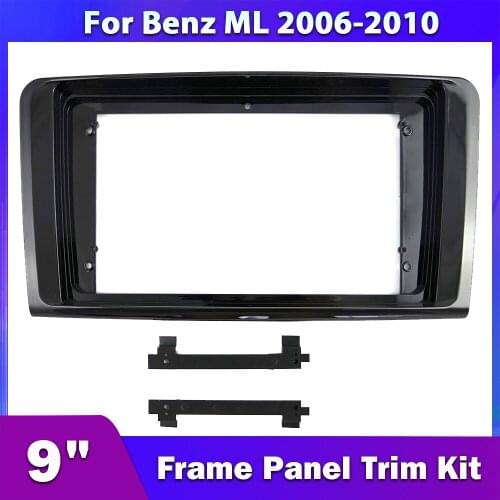 CarBar 9" Double Two 2 Din Car Radio Fascia For Benz ML 2006-2010 Dash Dashboard Frame Panel Trim Kit Stereo