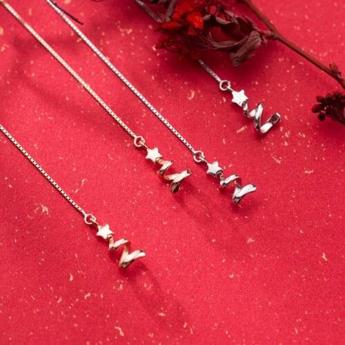 Colusiwei Classic 925 Sterling Sliver Star Spiral Geometric Line Dangle Earring for Women Box Chain Drop Earring Fine Jewelry
