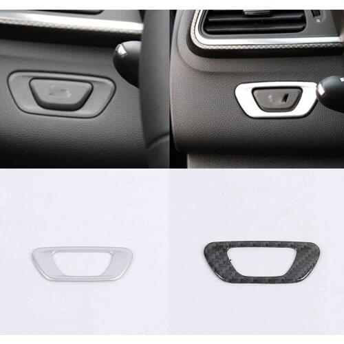 For Renault Kadjar 2016 2017 2018 2019 2020 Car Inner Cover ABS Chrome/Carbon Fiber Front Head ECO Light Switch Trim Frame 1pcs