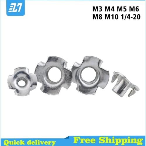Four Claws Speaker Nut T-nut Blind Pronged Insert Tee Nut for Wood Furniture Hardware Thickened Steel M3 M4 M5 M6 M8 M10 1/4-20
