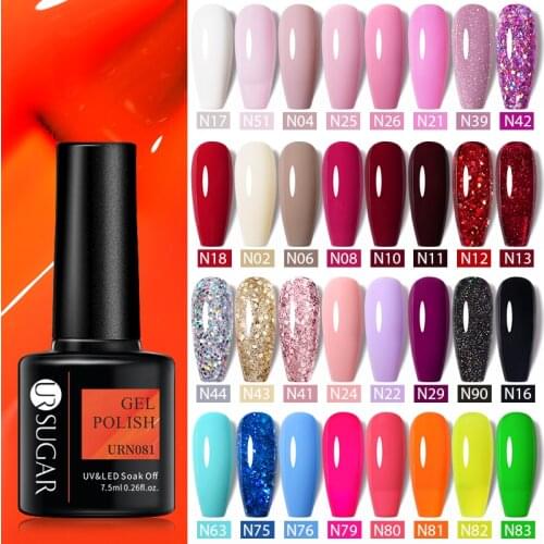 UR SUGAR 7.5ml Gel Nail Polish New Neon Semi Permanent Vernis UV LED Nail Gel Polish Soak Off Nail Art Gel Varnish Base Top Coat