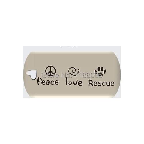Hot sales peace love rescue Dog Tag Wholesale pet Paw Heart tags new rescue Cat tag cheap heart-shaped dog tags
