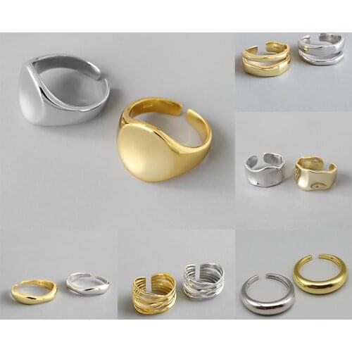 Irregular Chain Geometric Minimalist Rings 925 Silver Fashion Charming Gold Open Rings for Women Men Party Gifts Accessories