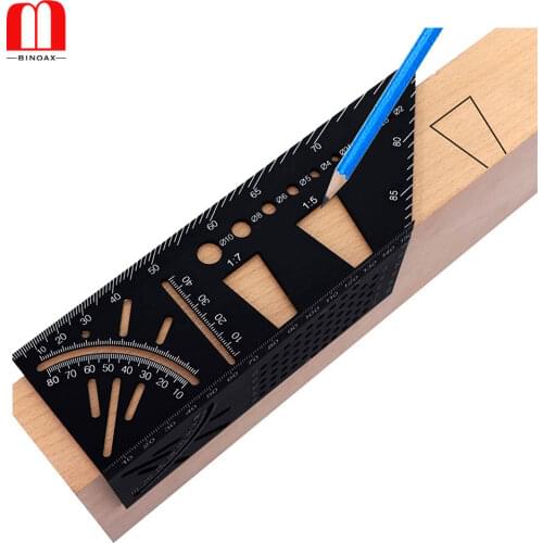 Aluminum Alloy Gauge Ruler 3D Mitre Angle Measuring Square Measure Tool 45 Degree and 90 Degree With Laser Scale