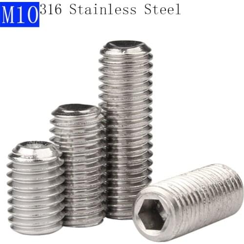 M10 - 1.5 316 Stainless Steel A4 Hex Socket Set Screws with Cup Point Grub Screws bolts DIN 916