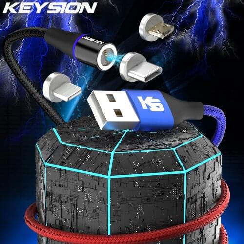 KEYSION 3A Magnetic Charger Micro Usb Cable For iphone Usb Type C Fast Charging Data Magnet Charger Wire For Samsung Xiaomi Cord