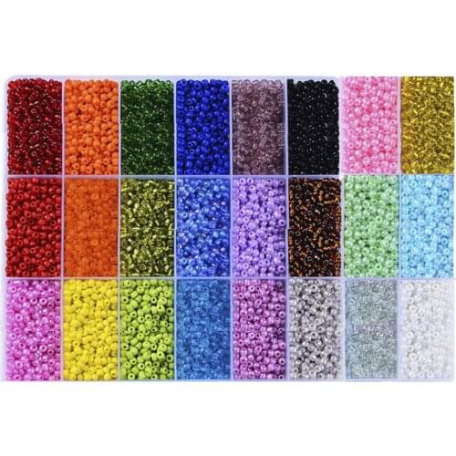 24 Color Glass Beads Set DIY Handmade Seed String Ornament Accessories charms for jewelry making crafts
