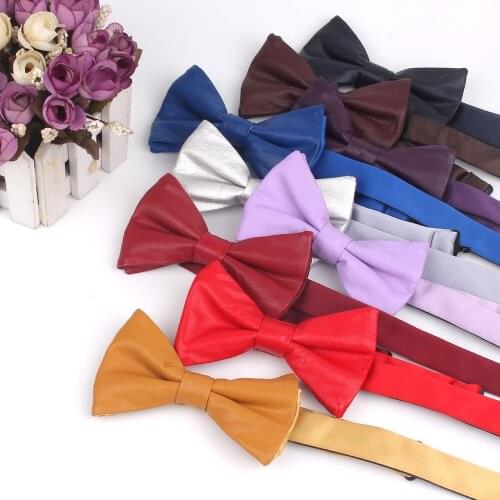 New Leather Bow tie Casual Shirts PU Bow ties For Men Women Bow knot Adult Solid Bow Ties Cravats Party Bowties For Gifts