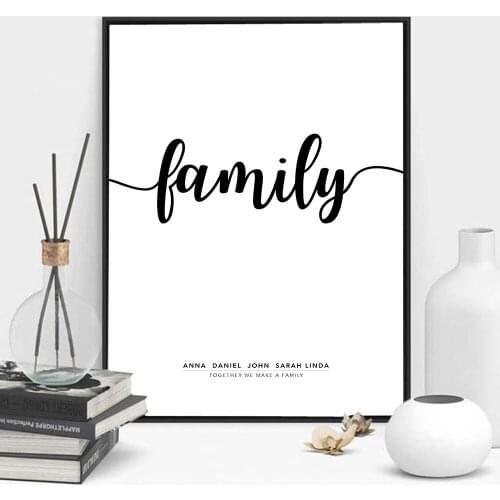 One Line Word Family Poster and Prints Scrabble Home and Love HD Image Decor for Home Minimalist Style Canvas Painting Unframe