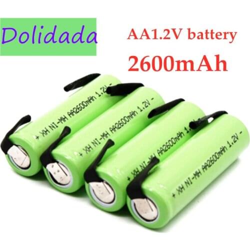 1.2V AA Rechargeable Battery, 2600mah, NI-MH Cell, Green Housing with Solder Tabs for Philips Electric Shaver, Razor, Toothbrush