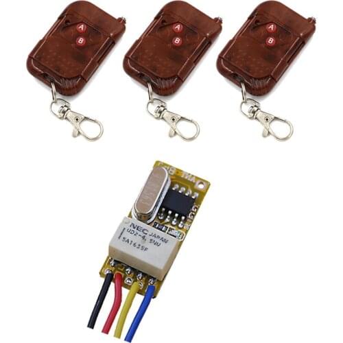 DC3.5V-12V Mini Relay Wireless Switch Remote Control Power Led Lamp Controller Receiver Peach Transmitter with 2 Buttons
