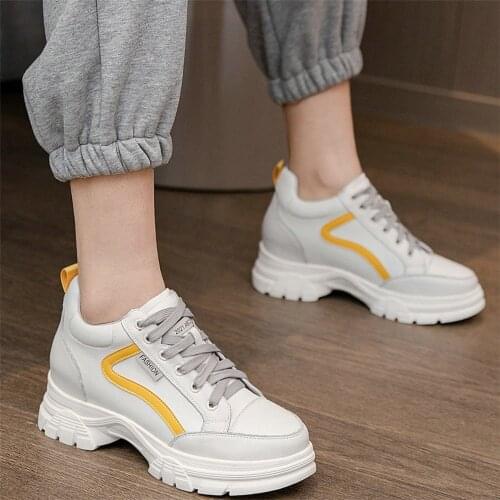 Punk Platform Oxfords Shoes Women Lace Up Genuine Leather High Heel Ankle Boots Female Round Toe Fashion Sneakers Casual Shoes