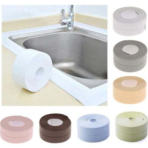 Self adhesive Wallpaper Border Tape Kitchen DIY Waterproof White Mildewproof Sealing Sealant Strip PVC Wallterproof Sticker Tape