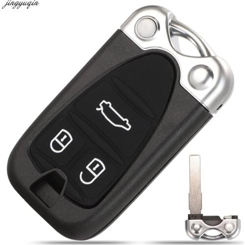 Jingyuqin Remote Car Key Case Shell For Alfa Romeo 159 156 Giulietta Brera Spider GT 3 Button Uncut Blade Smart Card Replacement