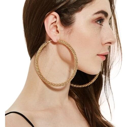 Super Sexy Oversized Gold Big Circle Hoop Earrings Bijoux Geometric Earrings For Women Punk Statement Earrings