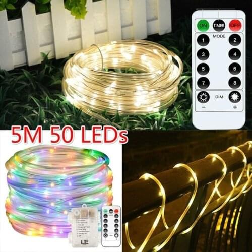 5/ 10M LED Strip Lights Remote Control Tube Rope Garland Fairy String Lights for Outdoor Garden Indoor Christmas Home Decoration