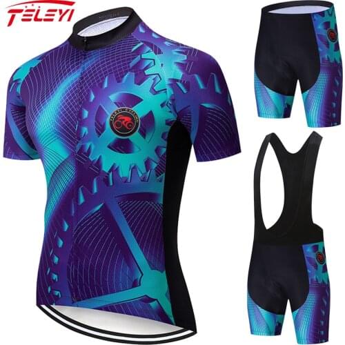 Teleyi 2021 Quick-Dry Team Cycling Jersey Set MTB Road Bicycle cycling Clothing Breathable Mountain Bike Clothes Cycling Set#21