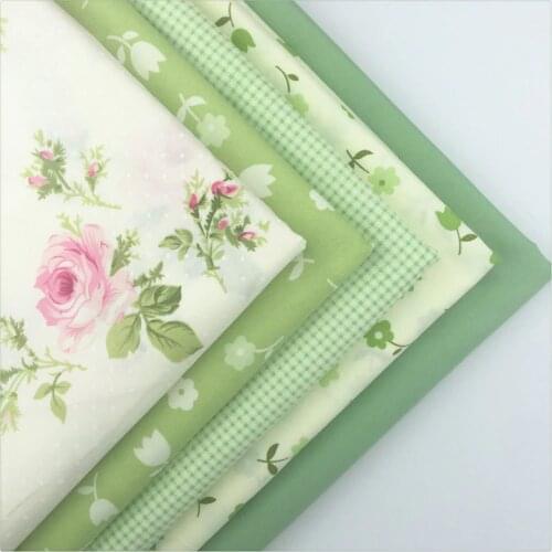 Green Floral Print 40*50cm 100% Cotton Fabric Fat Quarter Bundle Tissue DIY Handmade Patchwork The Baby Cloth Sewing Home Textil