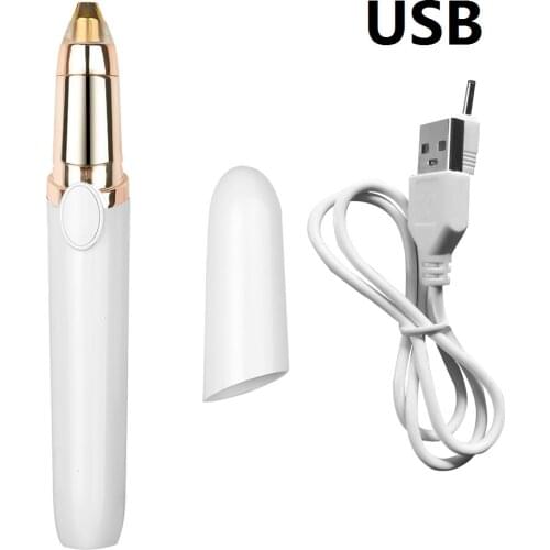 Women Electric Eyebrow Trimmer USB Rechargeable Eye Brow Epilator Mini Lipstick Shaper Shaver Painless Razor Facial Hair Remover