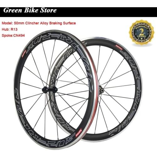 SUPERTEAM 700C Alloy Brake Carbon Wheels Road Bicycle Carbon Wheel Aluminium Clincher Road Wheelset Chinese Bicycle Wheels