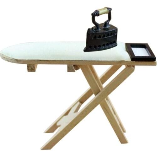 Scale 1: 12 Iron Ironing Board Doll House Furniture Miniature Bedroom Table Mini Dollhouse Decor Children Gift Toy