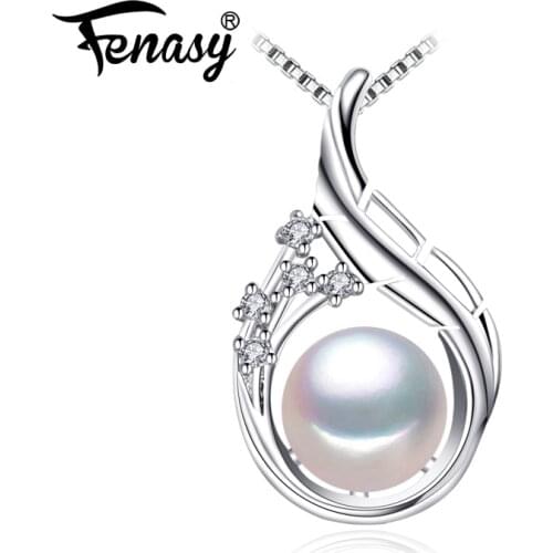 FENASY Natural Pearl Necklaces For Women 925 Sterling Silver Pendant Neck Accessories Handcrafted Statement Chain Necklace