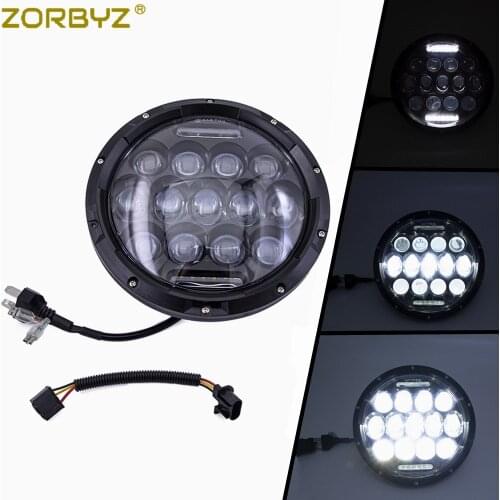 ZORBYZ Black 7'' Round Motorcycle LED Headlight Hi/Lo Beam DRL For Jeep Wrangler JK LJ TJ CJ
