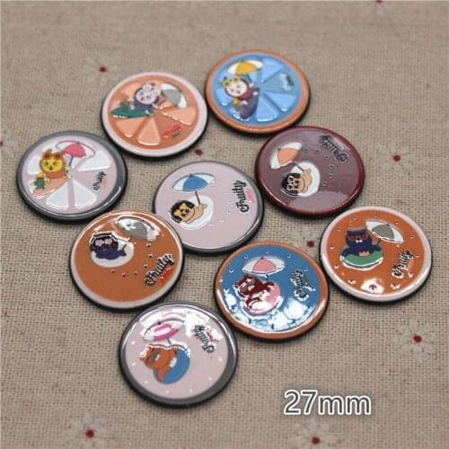 10pcs 27mm Round Resin Planar Fruity Bear/Rabbit/Cat Flat back Art Decoration Charm Craft DIY Hair Bow Center Accessories