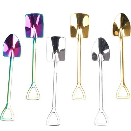 10 PCS Stainless Steel Shovel Coffee Spoon Set Creative Shovel Dessert Spoon
