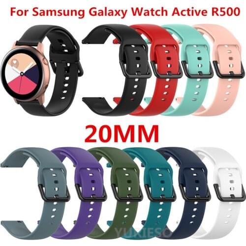100PCS 20mm L/S size Replacement Sports Soft Silicone Watch Band Wrist Strap for Samsung Galaxy Watch Active SM-R500