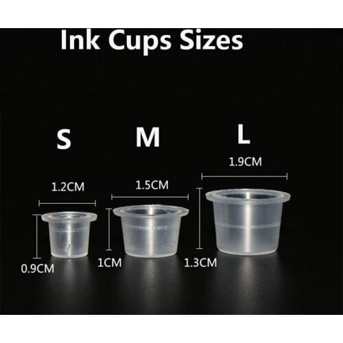 100pc S/M/L Plastic Disposable Microblading Tattoo Ink Cups Permanent Makeup Pigment Clear Holder Container Cap Tattoo Accessory
