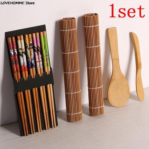 13pcs/set DIY Bamboo Sushi Maker Set Sushi Curtain Rice Sushi Making Kits Roll Cooking Tools Chopsticks Spoon Sushi Blade