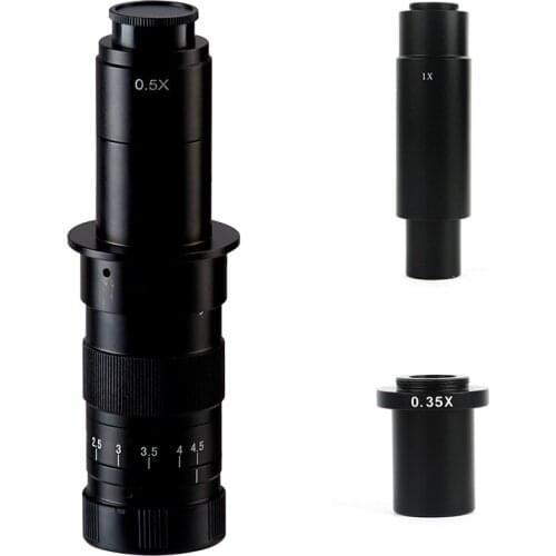 180X Zoom C mount Lens Adjustable 0.7X~4.5X + 0.35X 1X Adapter Lens 180X 300X 120X For HDMI USB VGA Industry Video Microscope