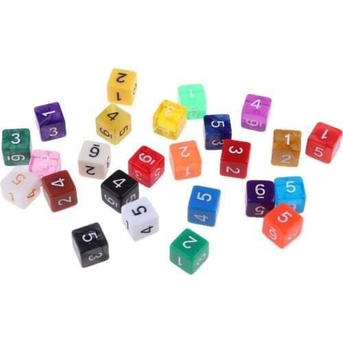 25 Pcs Polyhedral D6 Dice For TRPG Game Random Color