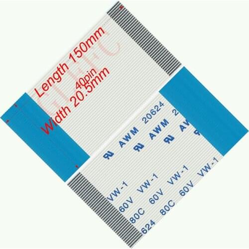 40pin 0.5pitch 150mm-750mm B-type Flexible Flat Cable FFC awm 20624 ROHS for TTL LCD DVD Computer