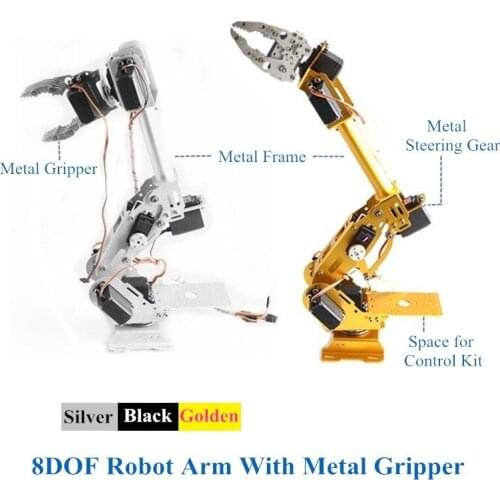 8 DOF Robot Arm 8DOF ABB Robotic Arm With Metal Gripper 6 Axis Robot+ Claw Metal Steering Gears Mobile Platform DIY Kit