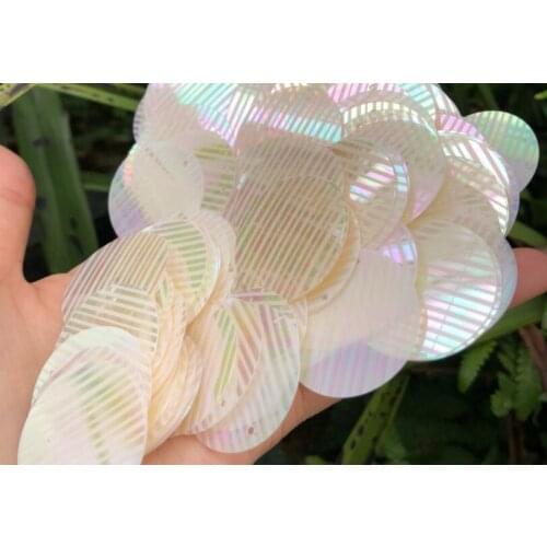 Sewing supplies 30 mm round edge hole color white striped sequins Earrings sequins translucent transverse