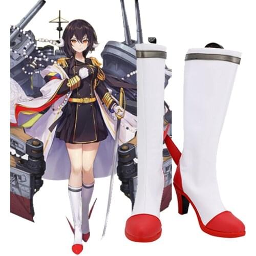 Azur Lane Mikasa Cosplay Boots White High Heel Shoes Custom Made Any Size For Unisex Halloween Party Props