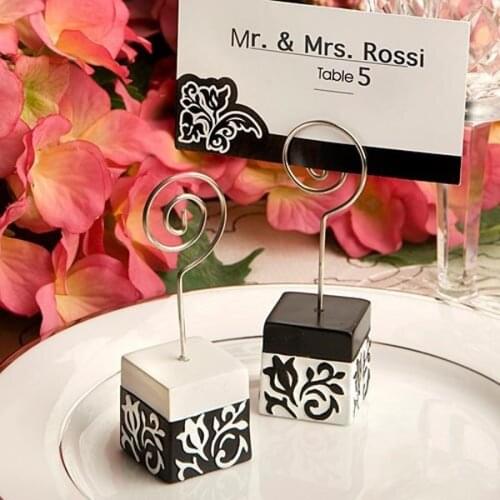 Free shipping 25pcs/lot Black and white damask design place card holders Photo Stands Wedding Decoration Favors Party favors