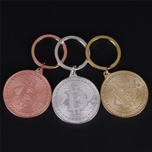 Bronze Color Alloy Bitcoin keychain For Women Man Car Bag keyring Jewelry Gift